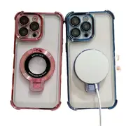 For Iphone 15 Ultra-Thin Electroplated Holder Magsafe Phone Case