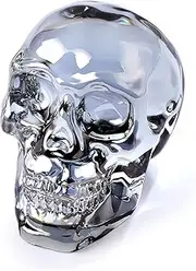Crystal Plating Black Skull Head Figurines, Day of The Dead Decor - Skull Lovers Gifts for Women, Glass Skull Head Art Halloween Ornament with Gifts Box 2.8''