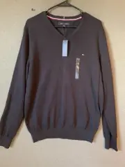 Tommy Hilfiger Men's NWT classic V-Neck Sweater Pull-Over Black Fit L