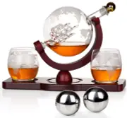 Gifts for Men Dad Christmas PONPUR Whiskey Decanter Globe Set with 2 Ball Sto...