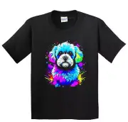 Kids Bichon Frise Psychedelic Dog Art T-Shirt - Bichon Frise Owner Gift