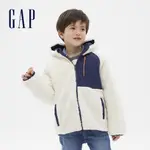 GAP 男童裝 雙面穿仿羊羔絨連帽外套-藍色(592742)