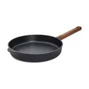 Eco Logic Aluminium Frying Pan Non-Stick Frypan w/Wooden Handle Round 28cm Black