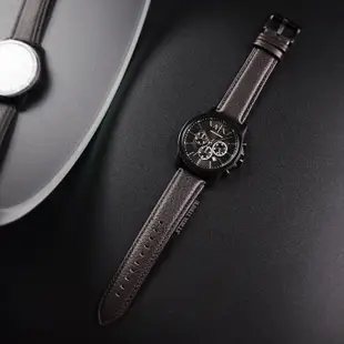 Armani Exchange | A|X系列 黑色 咖色真皮錶帶三眼計時 AX1732