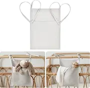 Baby Crib Cabin Bedside Storage Bag Bed Linen Hanging Pocket Baby Room Nursery Cot Caddy Bed Organizer for Clothing Diapers Drool Bibs Molar Toys (Grey)