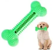Patchy's Pets Puppy and Dog Toothbrush Dental Chew Toy Bone, Teeth Cleaning, Teething, Soft Flexible Durable Rubber Dog Toys, Small Treat Holder, Puppy and Small Breeds, Non Toxic (Green)