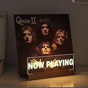 Light up Now Playing Vinyl Record Stand, Lampeez Now Spinning Record Stand, Wooden Acrylic Holder for Vinyl Album Display and Storage Vinyl Record LED Display Collection Holder Warm White Color Lights
