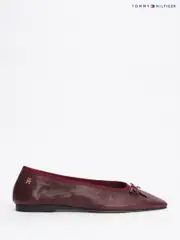Tommy Hilfiger Red Soft Leather Ballerinas With Bow (AW8461) | $231