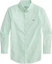 Vineyard Vines Classic Fit Green Gingham Tucker Yarn Shirt Button Up, Size 16