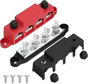 Power Distribution Block Bus Bar 12V 250A with 4 x 5/16" Studs Marine Bus Bar 12 Volt Battery Busbar Terminal Block for Automotive, Car, Boat, Solar Wiring(M8)