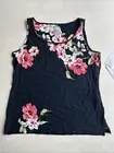 NWT Chico's sleeveless black, stretchy tank top with pink/white florals, size 1
