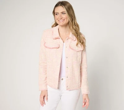 Belle by Kim Gravel Women's Jacket Sz S Class & Sass Knit Tweed Pink A674082