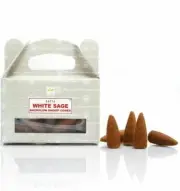 NEW Satya WHITE SAGE Backflow Dhoop Incense Cones 24pcs Box Free shipping
