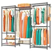 Wardrobe Closet Heavy Duty Clothes Rack, Portable Closet Organizer System wit...