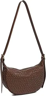 [Dreubea] Vintage Woven Handbag PU Leather Crescent Shoulder Crossbody Hobo Bag for Women Ladies