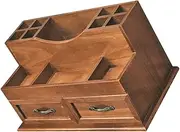 Holibanna Solid Wood Shelves Makeup Storage Rack Desk Organizer Makeup Organiser Drawers Wooden Storage Container