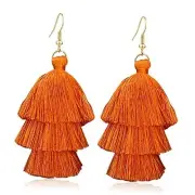 Colorful Tassel Earrings Layered Tassel Earrings Bohemian Dangle Drop orange
