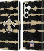 Head Case Designs Officially Licensed NFL Watercolour Stripe Print New Orleans Saints Art Leather Book Wallet Case Cover Compatible with Samsung Galaxy S24+ 5G