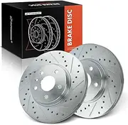 A-Premium 10.87 inch (276mm) Front Drilled and Slotted Disc Brake Rotors Compatible with Select Chevy Models - Cruze 2011-2019, Cruze Limited 2016, Bolt EV 2012-2020, Sonic 2012-2020, Volt, 2-PC Set