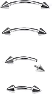 [Dyknasz] Internally Threaded Eyebrow Piercing Jewelry Titanium Curved Barbell Tiny Eyebrow Ring Vertical Labret Lip Jewelry Ear Rook Small Belly Button Ring for Women Men 16g 6mm/8mm/10mm/12mm