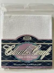Charles Craft 14 Count Aida Cloth Cross Stitch Fabric White 12" x 18" NIP