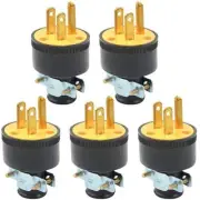 5 PCS 3-Wire Male Extension Cord Replacement Electrical Plugs End