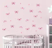 Pink Butterfly Pack Australian Design Hand Painted Peel & Stick, Removable Wall Decal. Nursery, Kids Playroom, Kids Teens Bedroom