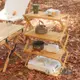 戶外露營便攜式置物架野餐多功能自駕遊多層日式楠竹折疊置物架 置物架 收納架 摺叠層架 摺叠桌 露營置物架 戶外收納