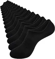 [Eallco] No Show Socks Women Cotton No Slip Low Cut Ankle Socks Casual Invisible Socks 7 Pairs, 7 Pairs Black, One Size