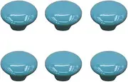 SagaSave 6 Pcs Cabinet Door Knobs, 38mm Ceramic Round Drawer Pull Handles with Screws, Decorative Furniture Door Knobs for Kid's Bedroom Door Wardrobe (Blue)