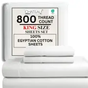 100% Egyptian Cotton Sheets King Size Sheets Set with Fully Elasticated Fitte...