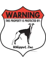 Warning! Whippet - Property Protected Aluminum Dog Sign - 7" x 8" (Badge)