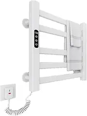 Electric Towel Rails for bathrooms,Heated Towel Rail freestanding,Wall Mounted Heated Towel Drying Rack,Plug-in Towel Warmers 5 Bars for Bathroom,Black,Right Line(Left)