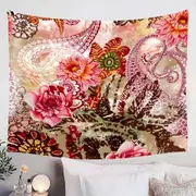 Rosy Oriental Flowers Tapestry