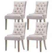 Dining Chairs Set of 4 Linen French Provincial Beige