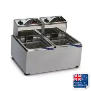 Benchtop Fryer / Deep Fryer Twin Pan 2x8L 15amp Roband F28 Chips & Fries
