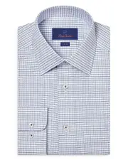 David Donahue Trim Fit Basket Grid Check Dress Shirt
