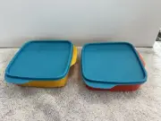 Tupperware Colorful Eco Lunch It Divided Container Set Of 2 New