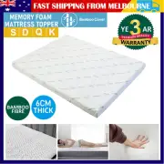 6cm Memory Foam Mattress Topper Pads with Bamboo Cover Breathable Protector