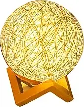 Meichoon Night Light for Bedroom Rattan Ball Table Lamp USB Plug-in Brightness Adjustable Warm Yellow Light with Stand Nightstand Decorative Lamp LE16