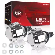 120W Mini Headlight 2.5" Bi LED Projector Lens+Silver Shrouds Retrofit Universal