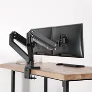 Brateck Dual Monitors Aluminum Heavy-Duty Gas Spring Monitor Arm Fit Most 17 Monitors Up to 15kg per screen VESA 75x75/100x100