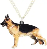 [DOWAY] Acrylic Handsome German Shepherd Necklace Dog Pendant Fashion Pet Jewelry for Women Girls Party Gifts