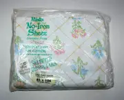 Vintage NEW! West Point Pepperell CROSS STITCH Floral Pattern FULL FLAT Sheet