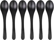 [HOLIDYOYO] 6pcs Melamine Tableware Japanese Soup Spoon Chinese Spoon Coffee Stir Spoons Melamine Cooking Spoons Melamine Dinnerware Sauce Spoon Ice Spoon Drink Tea Spoons Melamine Spoon Black