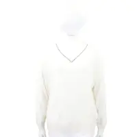 在飛比找Yahoo奇摩購物中心優惠-Andre Maurice 銀蔥V領米白色喀什米爾針織羊毛衫
