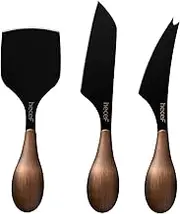 hecef Cheese Knife Set of 3, Bronze Grain Multipurpose Cheese Knife, Retro Cheese Knife, Set Includes Pronged Knife, Hard Cheese Knife & Chisel Knife, Black, Excellent Gift, with Gift Box