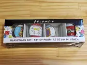 FRIENDS 4pk Shot Glass Dunder Mifflin Christmas Barware Cocktail Party NEW