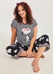 [Taking Shape] Taking Shape Snoopy Stripe Pyjama Top Size 20 in Navy / White - Plus Size Women's Sleepwear Navy / White