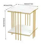 Side Table for Living Room Modern 2-Tier Square Marble Sofa Side Coffee Table wi